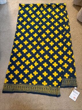 Tangerine Navy Sarong/Scarf with Yellow Cross Print